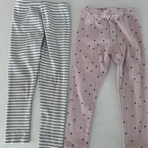 Zara Pink Polka Dot and Gray Striped Leggings